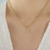 Jewelry 316L Stainless Steel Gold Plated Letter Diamond Pendant Necklace For Women