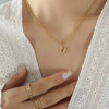 Jewelry 316L Stainless Steel Gold Plated Letter Diamond Pendant Necklace For Women