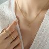 Jewelry 316L Stainless Steel Gold Plated Letter Diamond Pendant Necklace For Women
