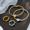 Jewelry 316L Stainless Steel Gold Plated Love Shape Adjustable Coil Bracelet And Ring