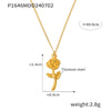 Jewelry 316L Stainless Steel Goldplated Geometric Threedimensional Rose Pendant Necklace