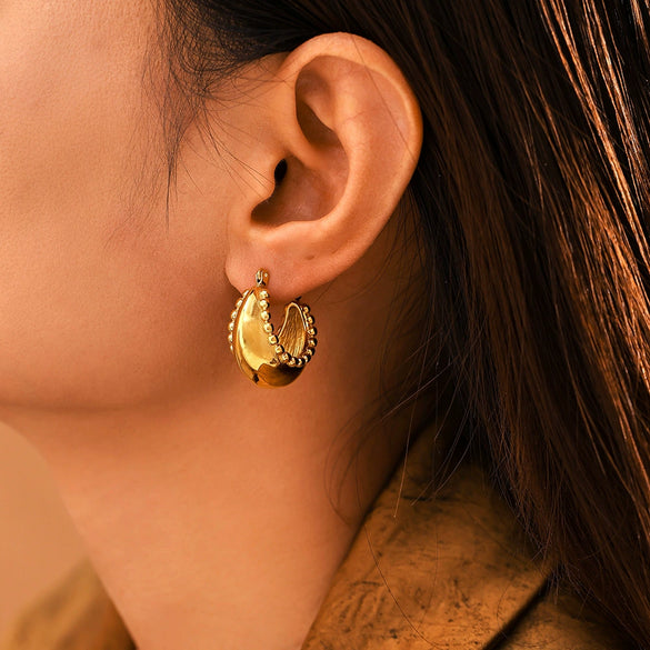 Jewelry Titanium Steel Goldplated Ushape Geometric Earrings