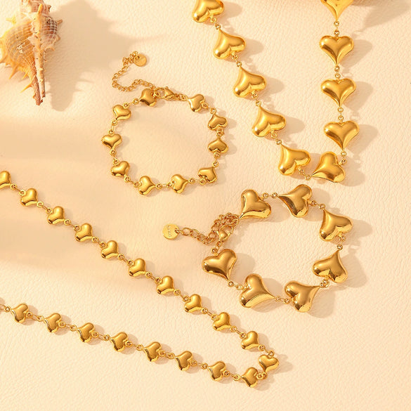 Jewelry Titanium Steel Heart Love Water Drops Bell Design Necklace Bracelet For Women