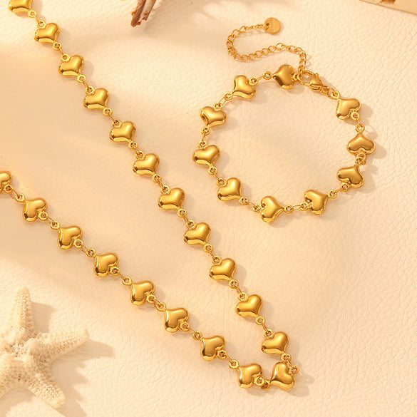 Jewelry Titanium Steel Heart Love Water Drops Bell Design Necklace Bracelet For Women