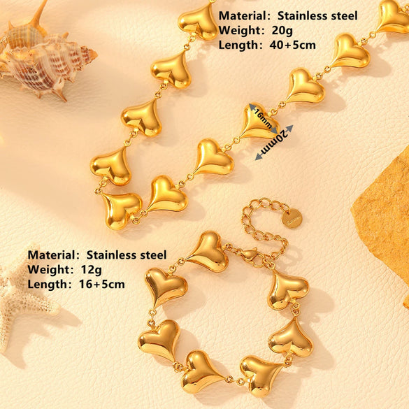 Jewelry Titanium Steel Heart Love Water Drops Bell Design Necklace Bracelet For Women