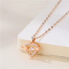 Jewelry Titanium Steel Heartshaped Angel Wings Necklace With Diamond Design