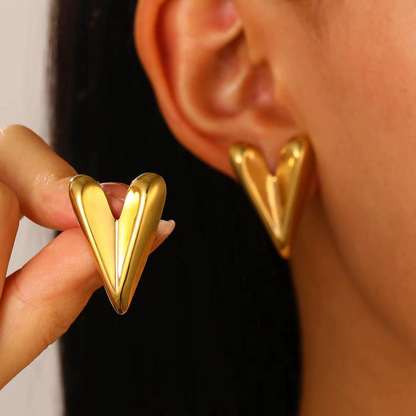 Jewelry Titanium Steel Heartshaped Earrings Ins Style Stamping