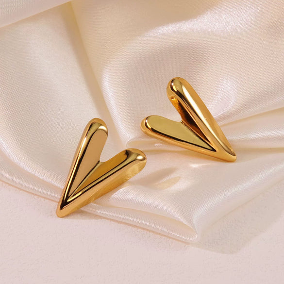 Jewelry Titanium Steel Heartshaped Earrings Ins Style Stamping