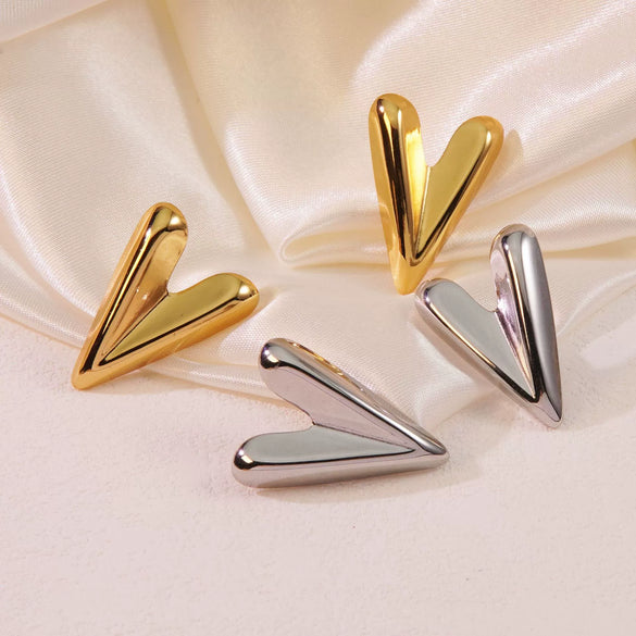 Jewelry Titanium Steel Heartshaped Earrings Ins Style Stamping