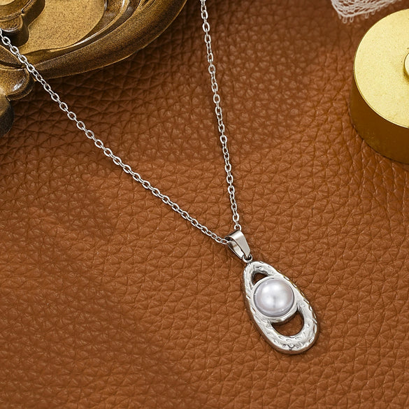 Jewelry Titanium Steel Heartshaped Imitation Shell Street Style With Love Water Drops Bell Pattern Electroplated For Men And Women