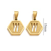 Jewelry Titanium Steel Hexagonal Square Pendants With Letters Numbers Text Electroplating Design