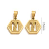 Jewelry Titanium Steel Hexagonal Square Pendants With Letters Numbers Text Electroplating Design
