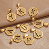 Jewelry Titanium Steel Hexagonal Square Pendants With Letters Numbers Text Electroplating Design