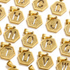 Jewelry Titanium Steel Hexagonal Square Pendants With Letters Numbers Text Electroplating Design