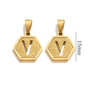 Jewelry Titanium Steel Hexagonal Square Pendants With Letters Numbers Text Electroplating Design