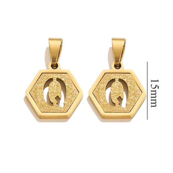Jewelry Titanium Steel Hexagonal Square Pendants With Letters Numbers Text Electroplating Design