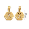 Jewelry Titanium Steel Hexagonal Square Pendants With Letters Numbers Text Electroplating Design