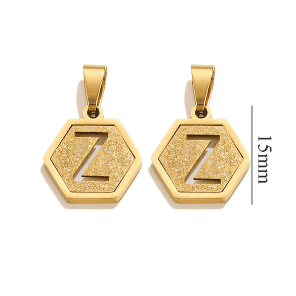 Jewelry Titanium Steel Hexagonal Square Pendants With Letters Numbers Text Electroplating Design