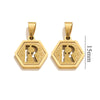 Jewelry Titanium Steel Hexagonal Square Pendants With Letters Numbers Text Electroplating Design