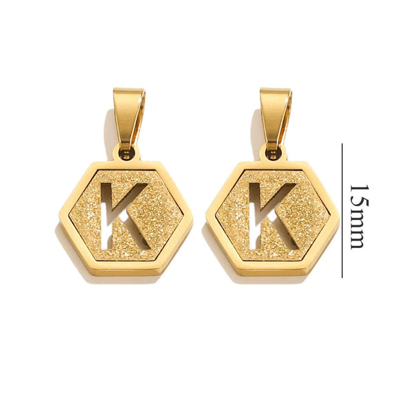Jewelry Titanium Steel Hexagonal Square Pendants With Letters Numbers Text Electroplating Design