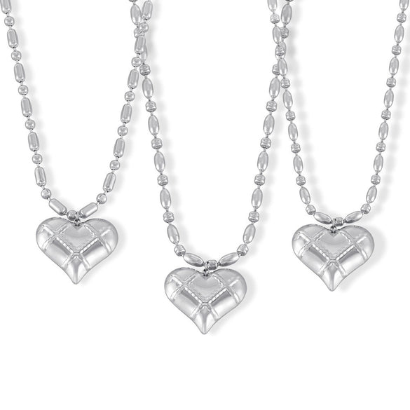 Jewelry Titanium Steel Hollow Love Mesh Texture Geometric Electroplated Rice Bead Chain For Women