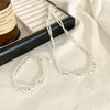 Jewelry Titanium Steel Imitation Pearl Black Stone Geometric Double Layer Necklace Bracelet Suit Electroplating