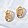 Jewelry Titanium Steel 18K Gold Plated Casting Oshaped Double Ring Buckle Micro Set Women's Earrings