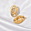 Jewelry Titanium Steel 18K Gold Plated Casting Oshaped Double Ring Buckle Micro Set Women's Earrings