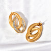Jewelry Titanium Steel 18K Gold Plated Casting Oshaped Double Ring Buckle Micro Set Women's Earrings
