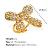 Jewelry 316L Stainless Steel 18K Gold Plated Pearl Zircon Bow Earrings Fashion Retro