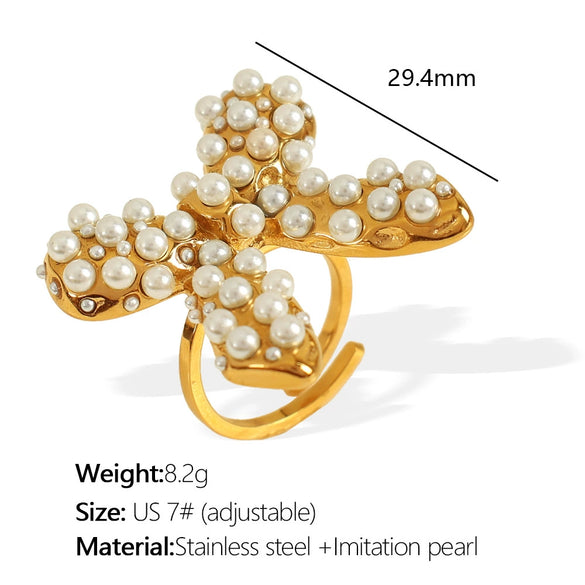 Jewelry 316L Stainless Steel 18K Gold Plated Pearl Zircon Bow Earrings Fashion Retro