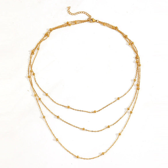 Jewelry Titanium Steel Multi Layer Clip Bead Chain Set With Diamonds Bamboo Chain Style For Women