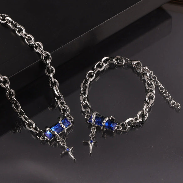 Jewelry 316L Stainless Steel Niche Hiphop Style Winding Color Zircon Chain Electroplating Design