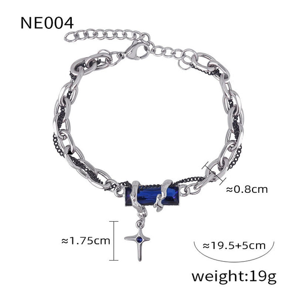 Jewelry 316L Stainless Steel Niche Hiphop Style Winding Color Zircon Chain Electroplating Design
