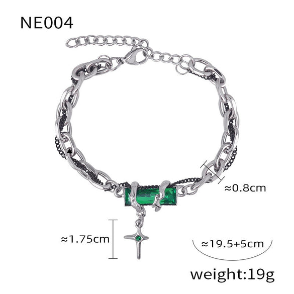 Jewelry 316L Stainless Steel Niche Hiphop Style Winding Color Zircon Chain Electroplating Design