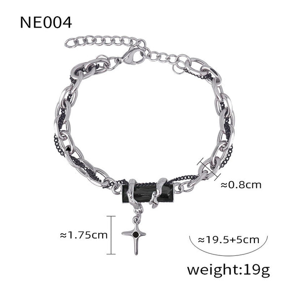 Jewelry 316L Stainless Steel Niche Hiphop Style Winding Color Zircon Chain Electroplating Design