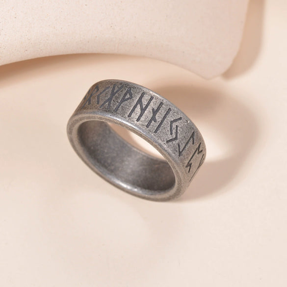 Jewelry Titanium Steel Nordic Viking Ring With Geometric Pattern Old Style Unisex