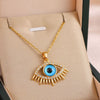 Jewelry Titanium Steel Ochain Devil's Eye Pendant Necklace Mixed Gem Inlay Geometric Electroplating