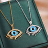 Jewelry Titanium Steel Ochain Devil's Eye Pendant Necklace Mixed Gem Inlay Geometric Electroplating