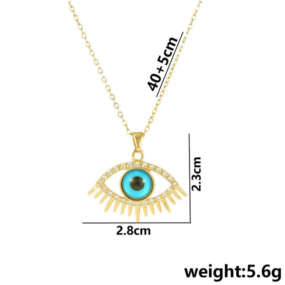 Jewelry Titanium Steel Ochain Devil's Eye Pendant Necklace Mixed Gem Inlay Geometric Electroplating