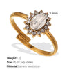 Jewelry 316L Stainless Steel Oval Vintage Imitation Caibao Emerald Ring For Women Electroplating