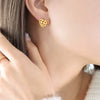 Jewelry 316L Stainless Steel Peach Heart Pendant Necklace And Earrings Wind Pattern 18K Gold Plated