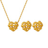 Jewelry 316L Stainless Steel Peach Heart Pendant Necklace And Earrings Wind Pattern 18K Gold Plated