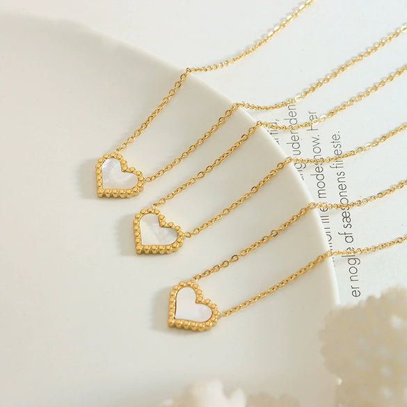 Jewelry 316L Stainless Steel Peach Heart Pendant Necklace With Love Water Drops Bell Pattern Electroplated For Women