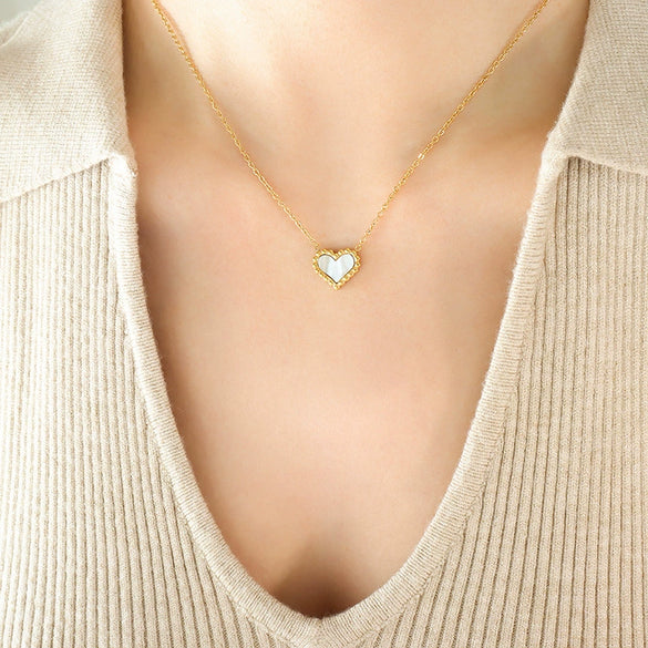 Jewelry 316L Stainless Steel Peach Heart Pendant Necklace With Love Water Drops Bell Pattern Electroplated For Women