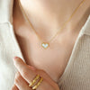 Jewelry 316L Stainless Steel Peach Heart Pendant Necklace With Love Water Drops Bell Pattern Electroplated For Women