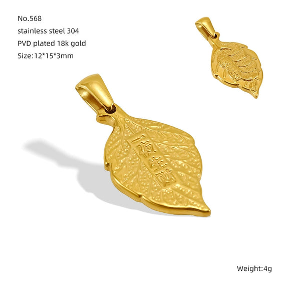 Jewelry Titanium Steel Pendant Leaf Shape Real Gold Electroplated For Men And Women Fashion Style
