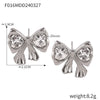 Jewelry 316L Stainless Steel Retro Chain Style Electroplating Pendant Necklace And Bow Earrings Suit