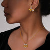 Jewelry 316L Stainless Steel Retro Chain Style Electroplating Pendant Necklace And Bow Earrings Suit