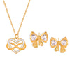 Jewelry 316L Stainless Steel Retro Chain Style Electroplating Pendant Necklace And Bow Earrings Suit